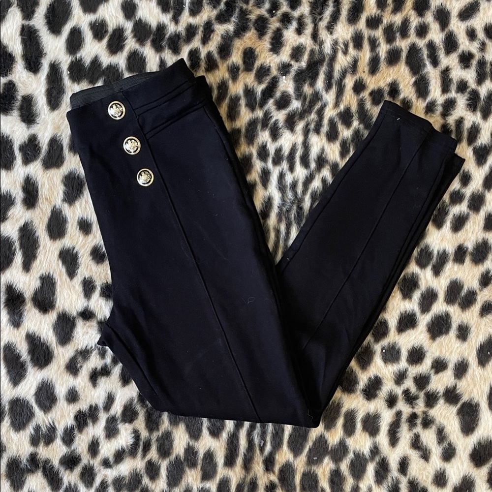 Zara Black legging with Gold Button Accents